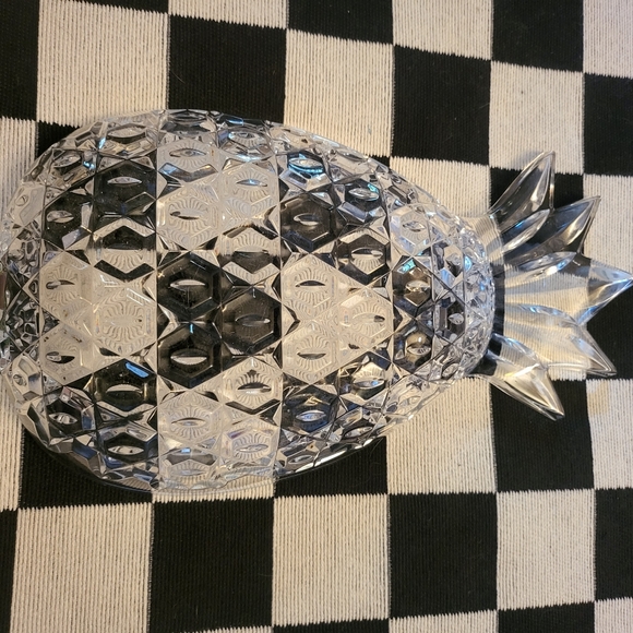 Vtg Shannon Clear Crystal Pineapple Hospitality Server Bowl - Picture 2 of 5